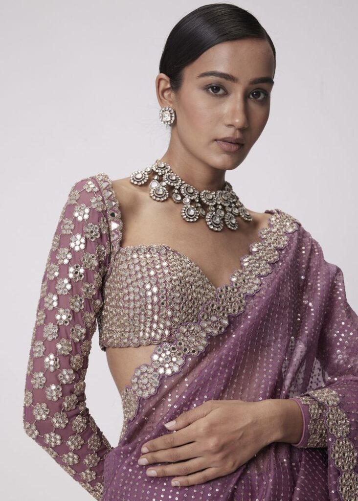 Embroidered Blouse with Mirror Work