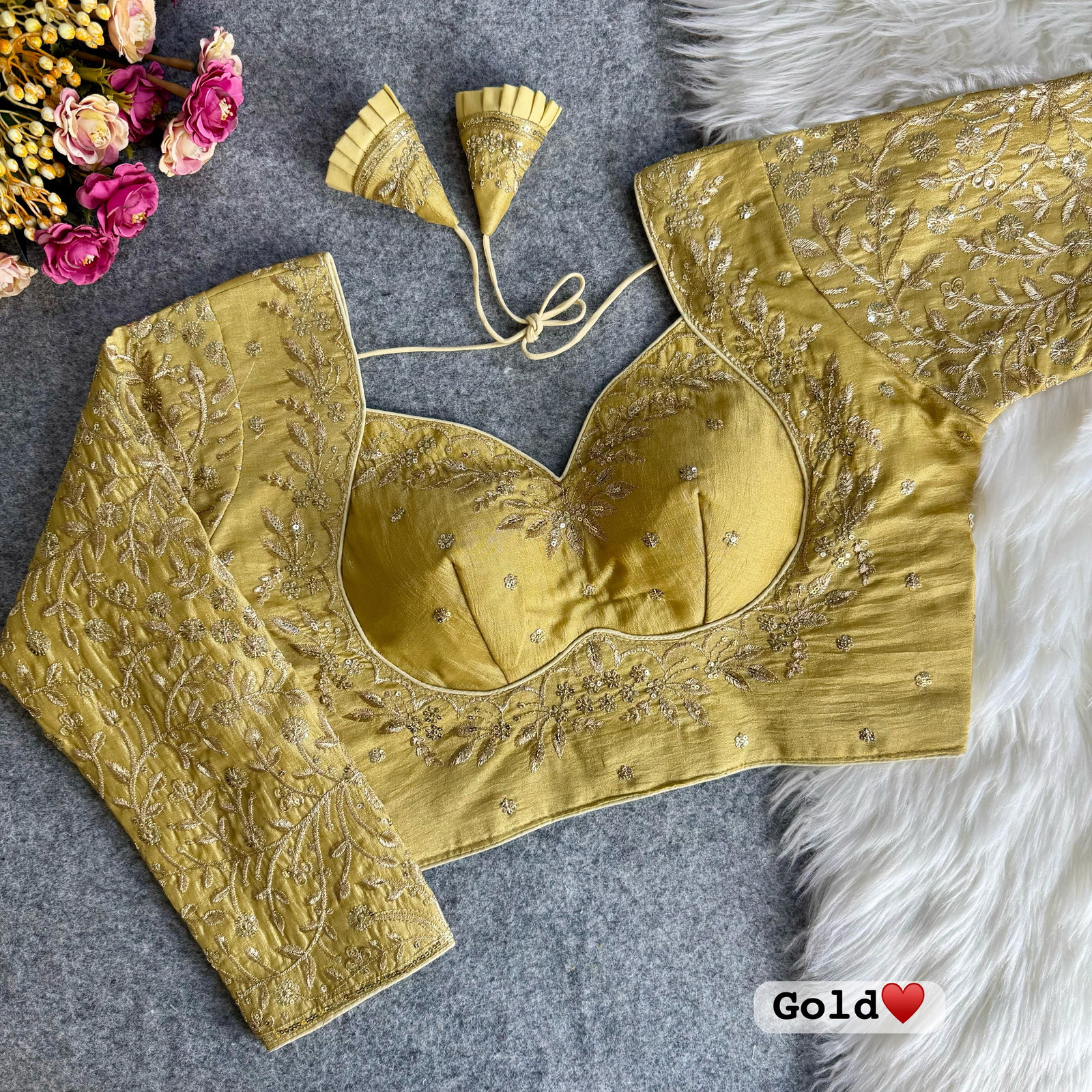 Gold Color Royal Mumtaz Full Sleeves Blouse