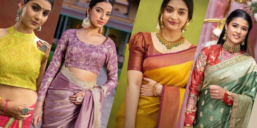 How to Style Jacquard Blouse Designs with Different Sarees