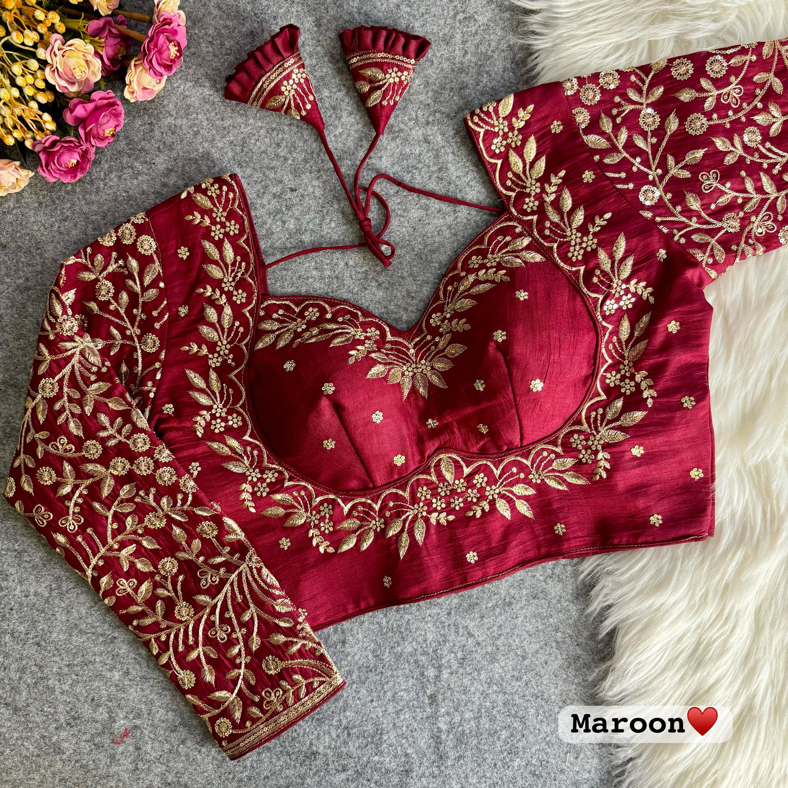 Maroon Color Royal Mumtaz Full Sleeves Blouse