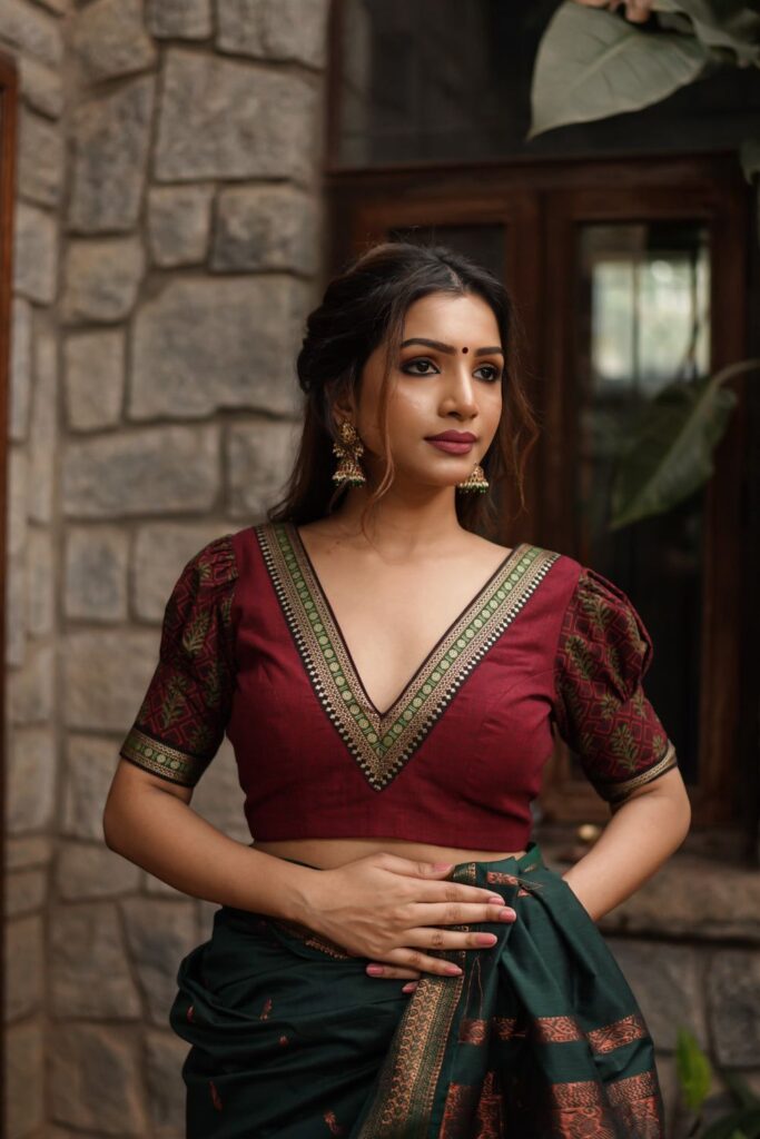 V Neck Blouse Designs