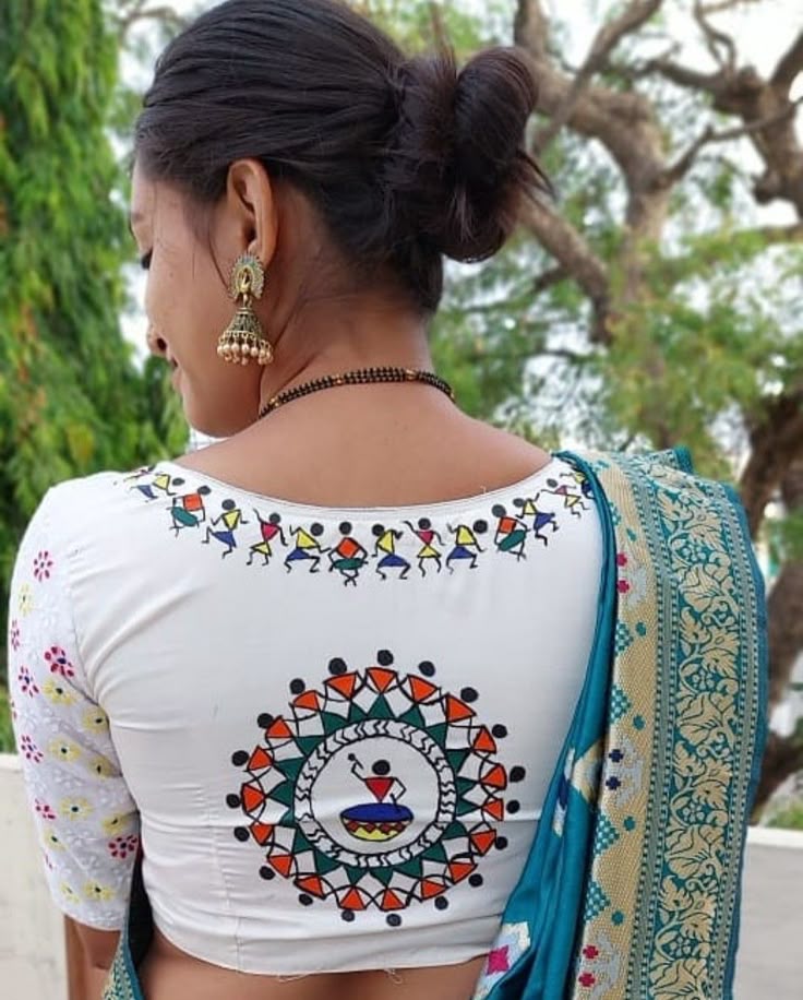 Warli Art Hand-Painted Blouse