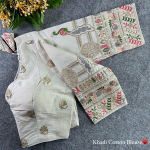 Floral With Traditional Motifs Khadi Blouse