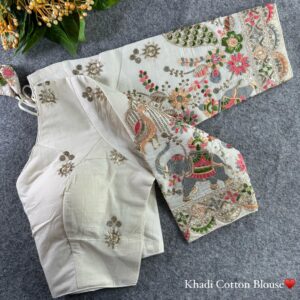 Mughal-Inspired Detailing khadi blouse deisgn