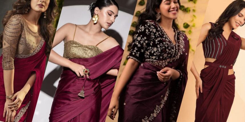 Which Color Blouse to Wear with Wine Color Saree