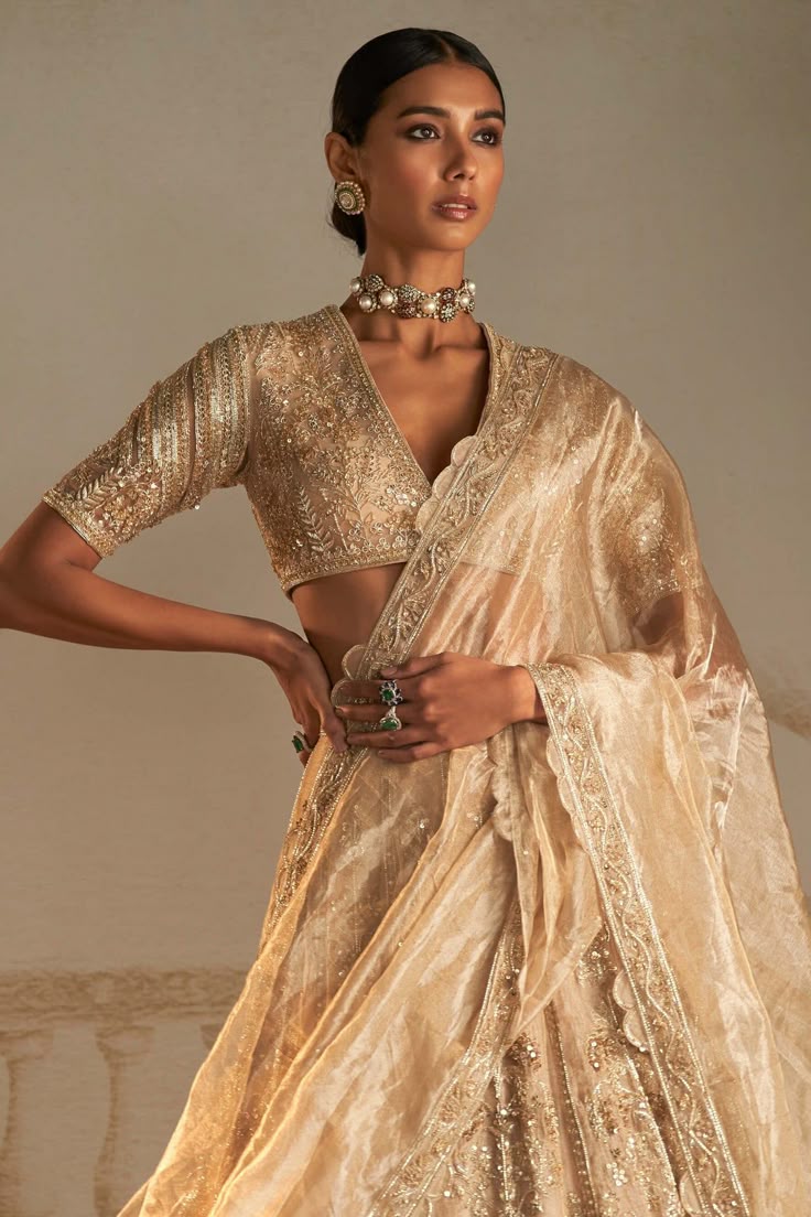 Golden Lace Blouse Designs