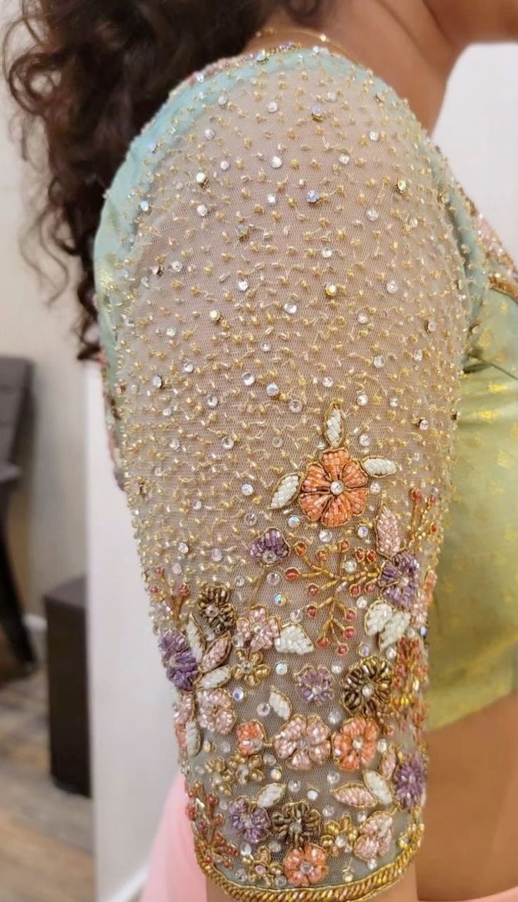 One Side Net and Beadwork Blouse