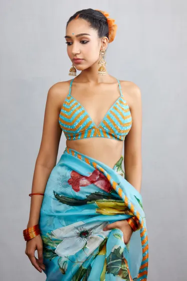 Printed Bikini-Style Blouse