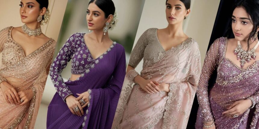 Splendid Stone Work Blouse Sleeve Designs