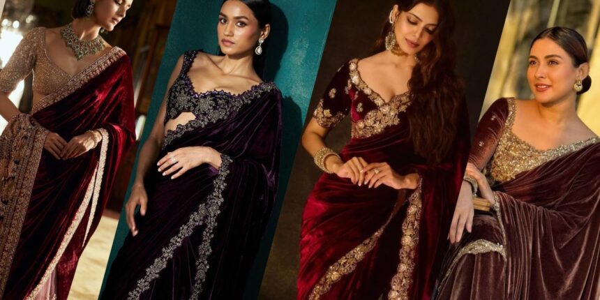 Velvet Saree Designs