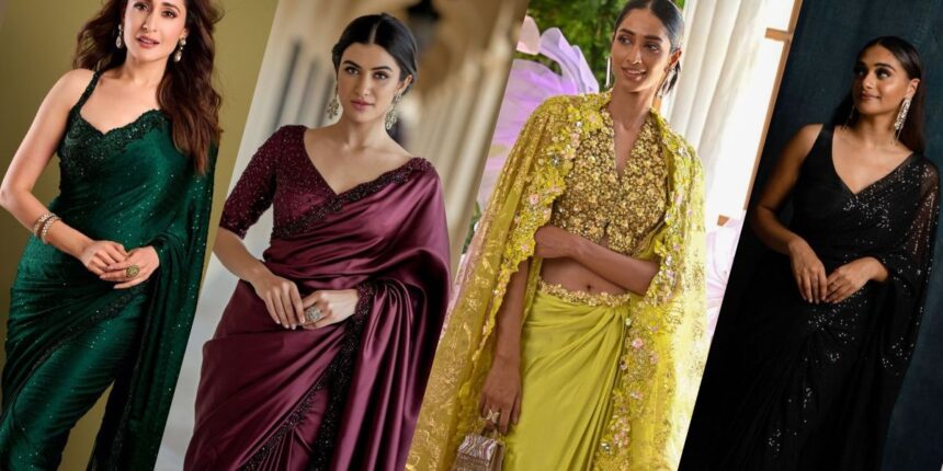 Satin Saree with Heavy Blouse Designs to Slay at Weddings