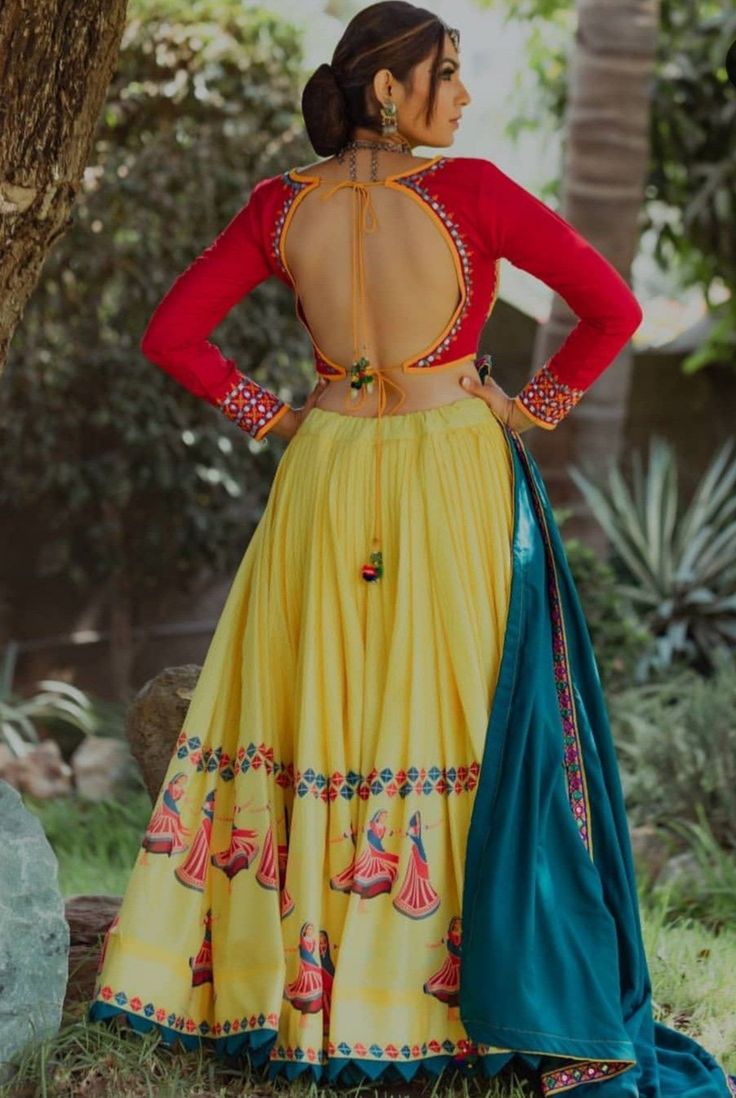 Backless Blouse with Bell Sleeves