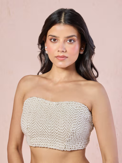 Fully Beaded Strapless Blouse