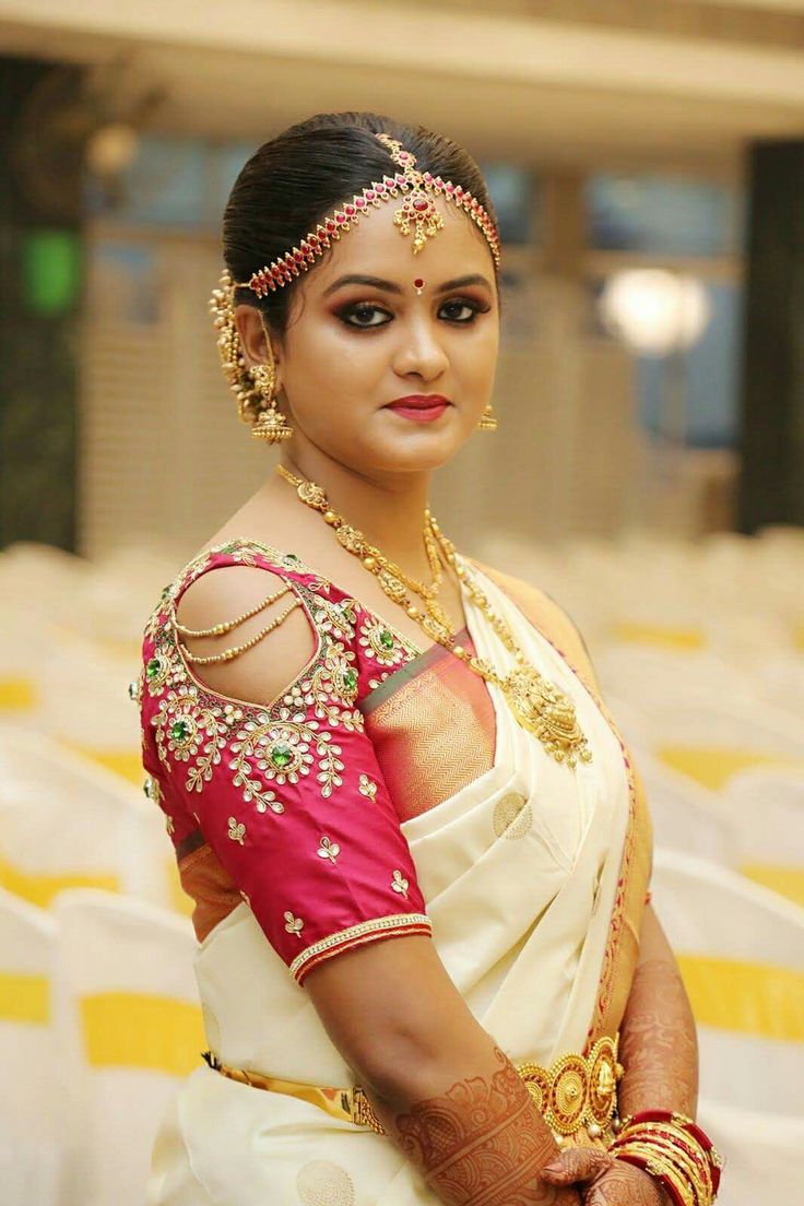 Kanchipuram Blouse with Cold Shoulder Sleeves