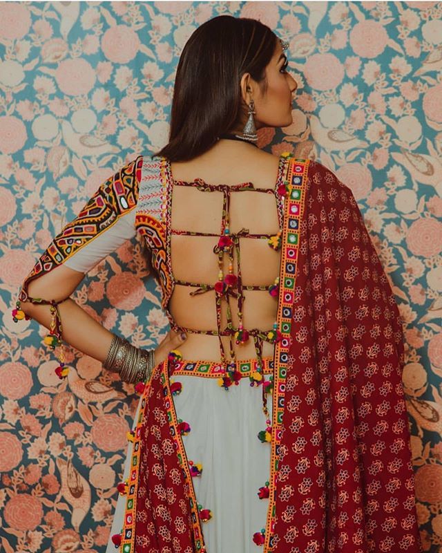 Lace-Up Backless Blouse