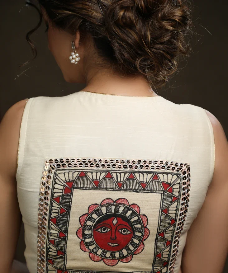Off-Shoulder Madhubani Blouse Design