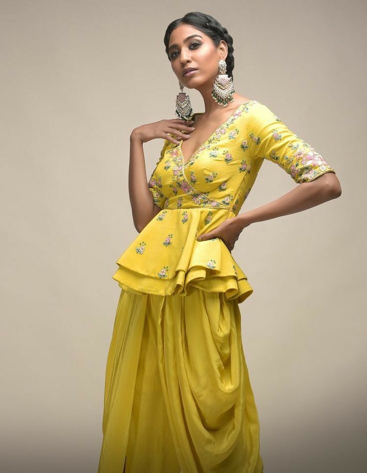 Peplum Overlap Blouse Design