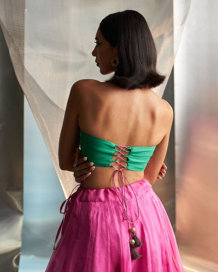 Strapless Blouse with Bow Back