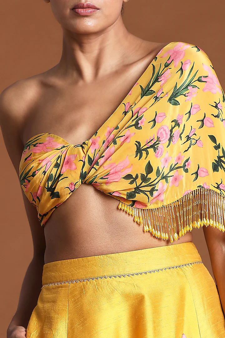 Strapless Blouse with Tassels