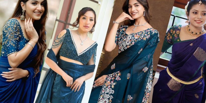 Peacock Color Blouse Designs