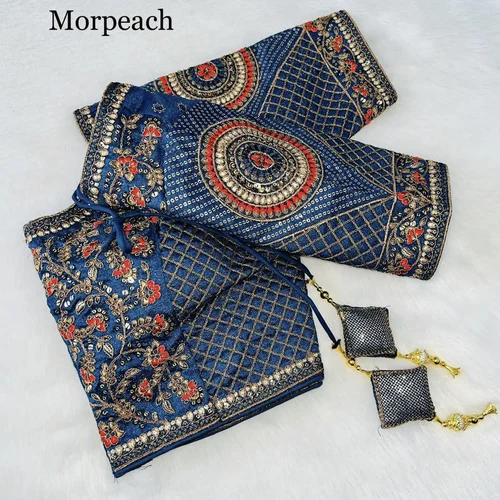 Bridal Morpeach Blouse with Heavy Handwork