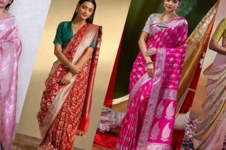 Contrast Blouse Designs That Elevate Your Pink Saree