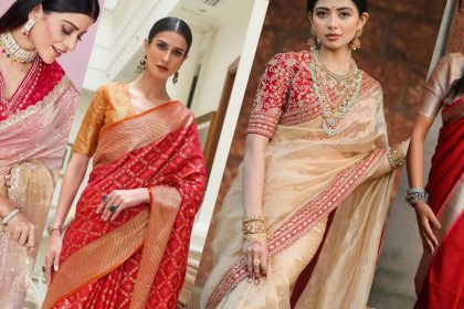 Contrast Blouse Designs to Rock Your Red Saree This Karwa Chauth