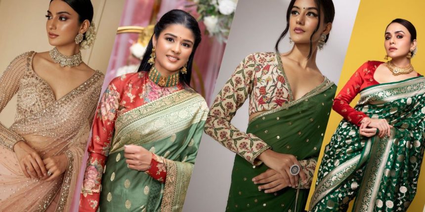 Full Sleeve Blouse Designs for Silk Sarees