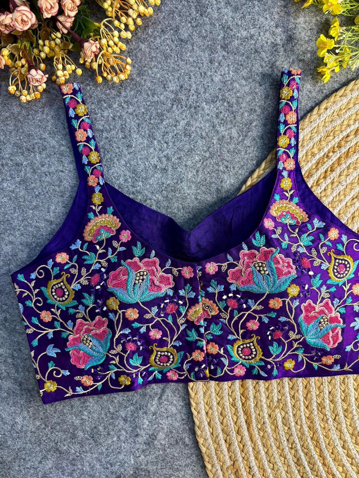 Morpeach Blouse with Mirror Work