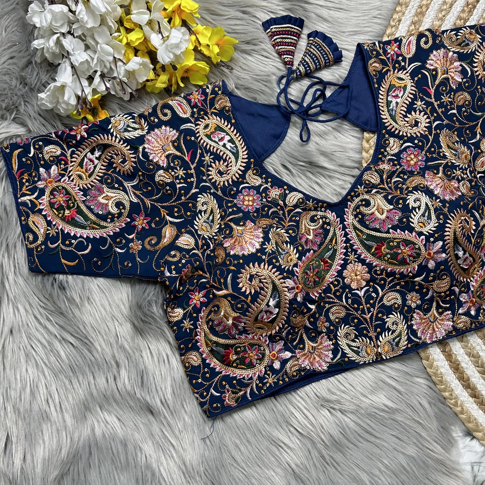 Morpeach Boat Neck Blouse Design