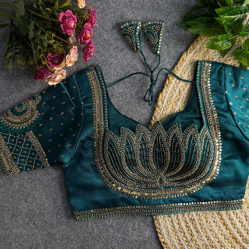 Morpeach Embroidered Silk Blouse Design