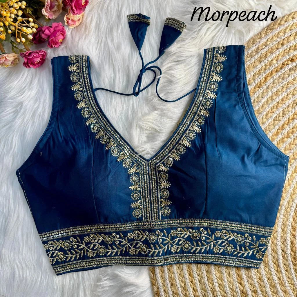 Sequin Work Morpeach Blouse for Party Wear