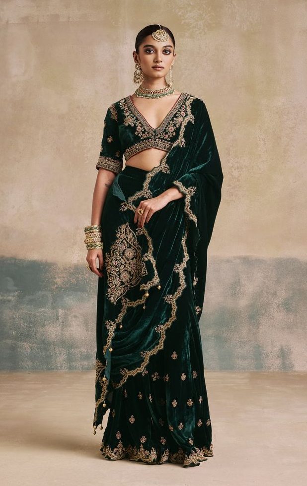 Bridal Velvet Saree Design