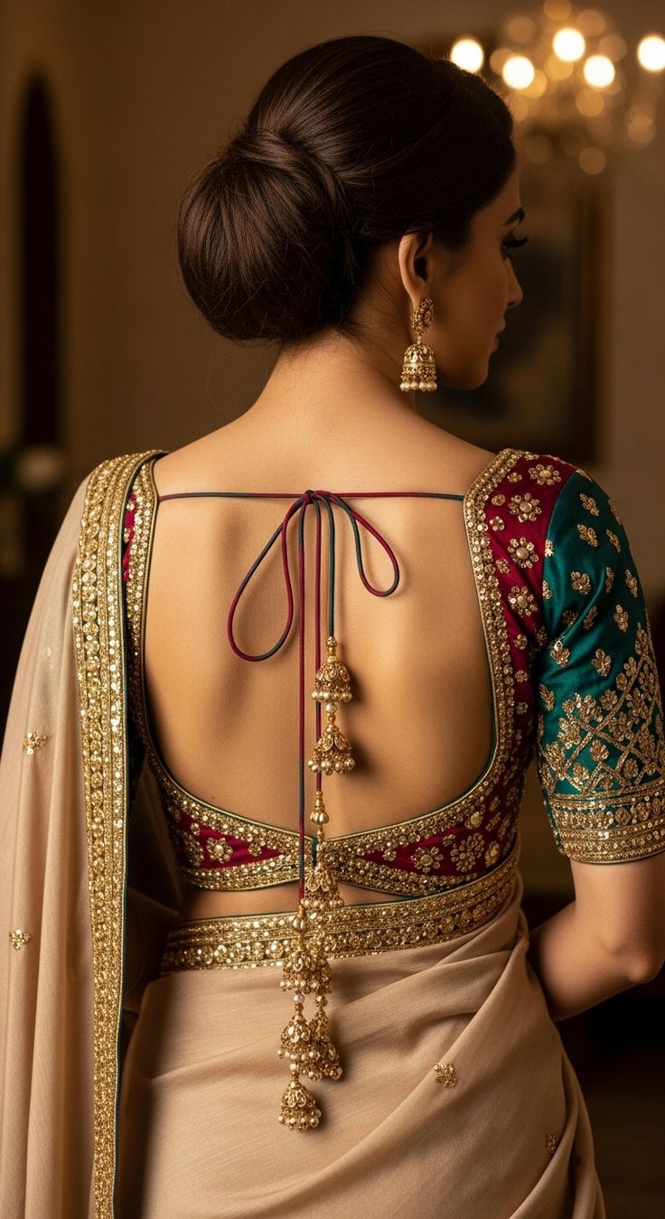 Deep U-Back Bridal Blouse Design
