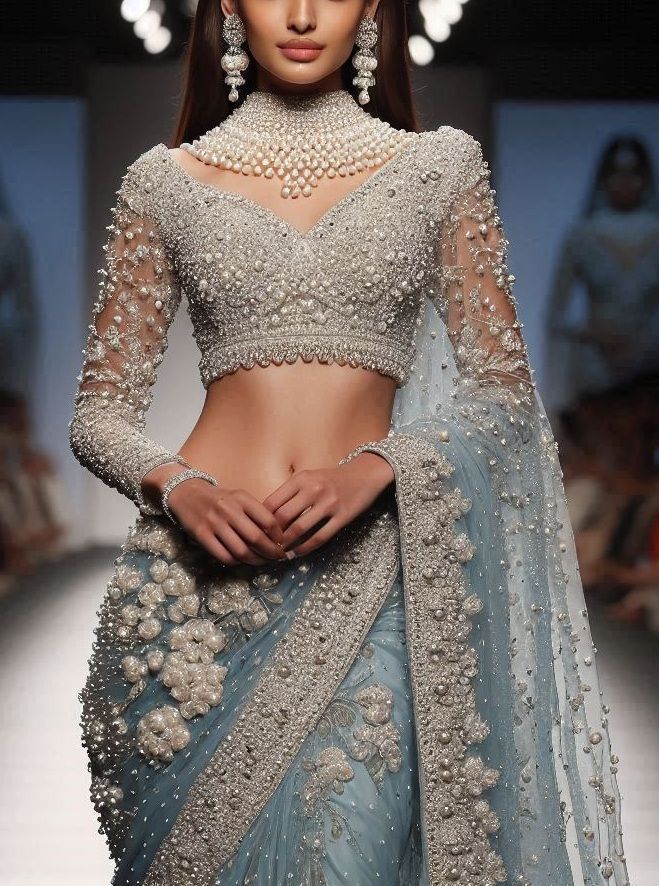 Sheer Net Back Bridal Blouse Design
