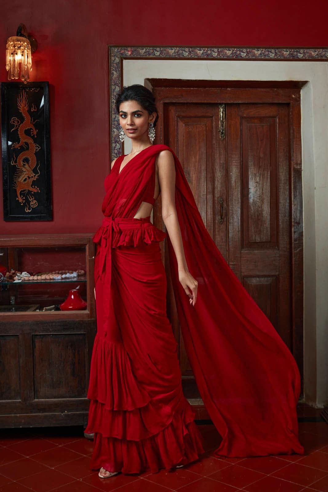 V-Neck Blouse with Shoulder Cut-Out