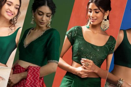 10 Stunning Bottle Green Blouse Designs for Wedding & Festive Looks