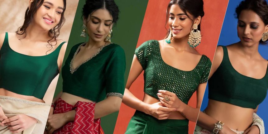 10 Stunning Bottle Green Blouse Designs for Wedding & Festive Looks