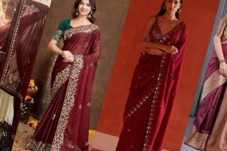 कॉन्ट्रास्ट ब्लाउज डिज़ाइन्स जो मरून साड़ी के साथ देंगे स्टाइलिश लुक