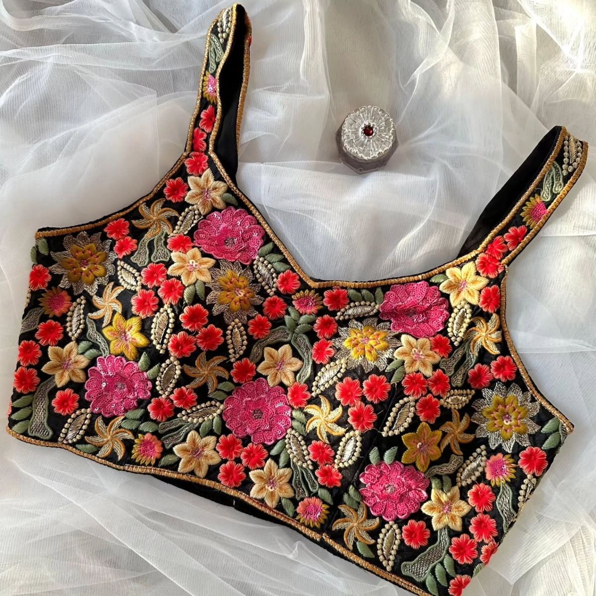 Black Kutchi Work Blouse