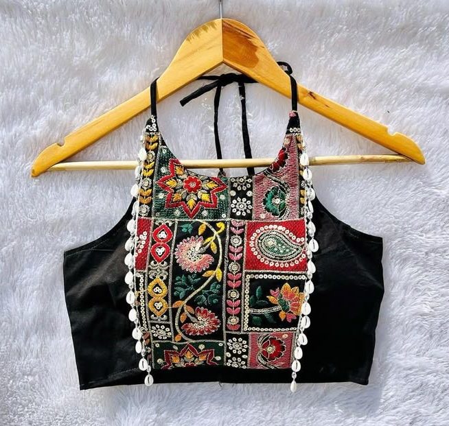 Modern Kutchi Work Blouse with Minimal Embroidery
