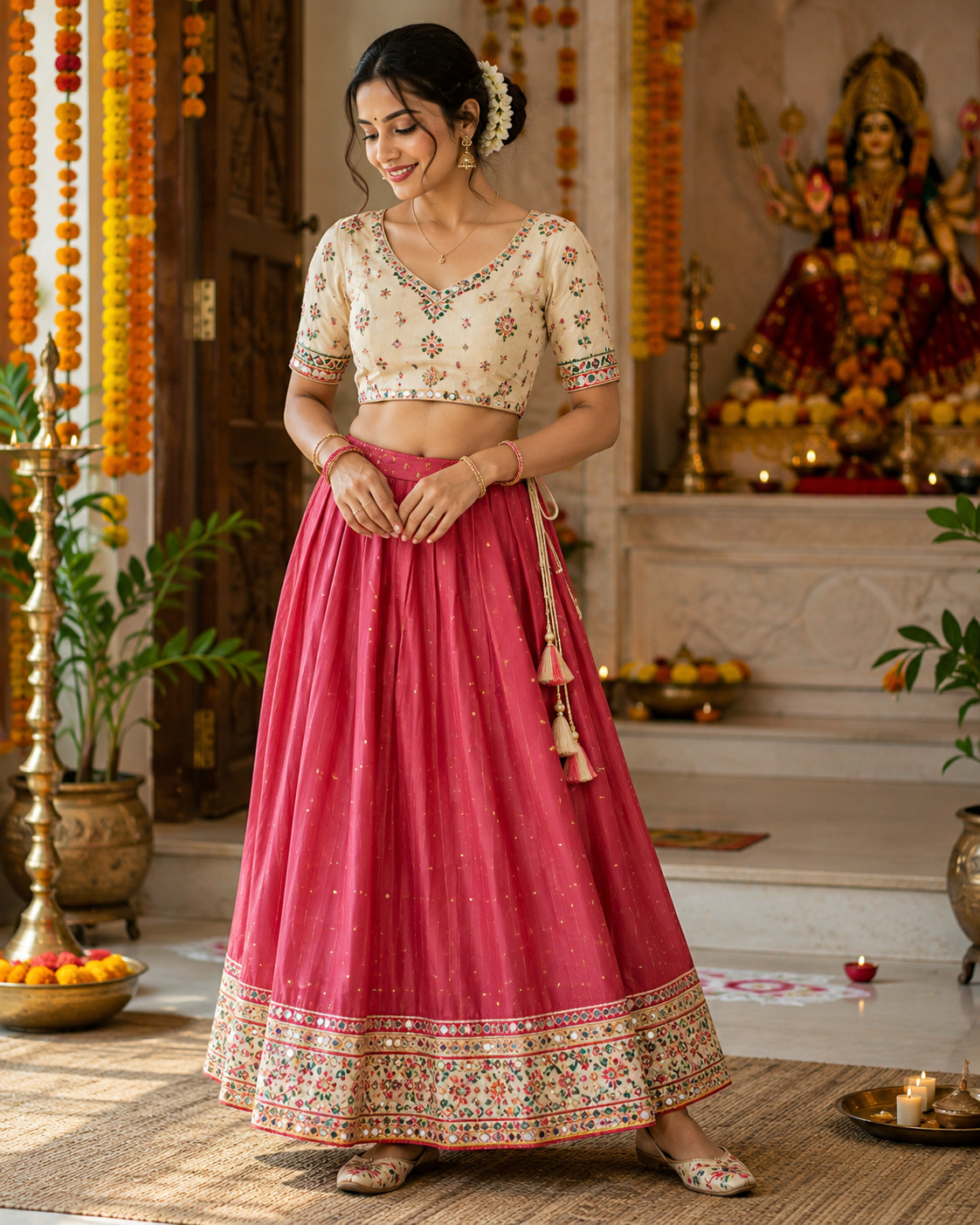 Simple Family Puja Look