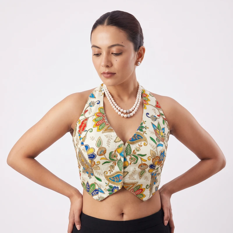Halter Neck Mirror Work Navratri Blous