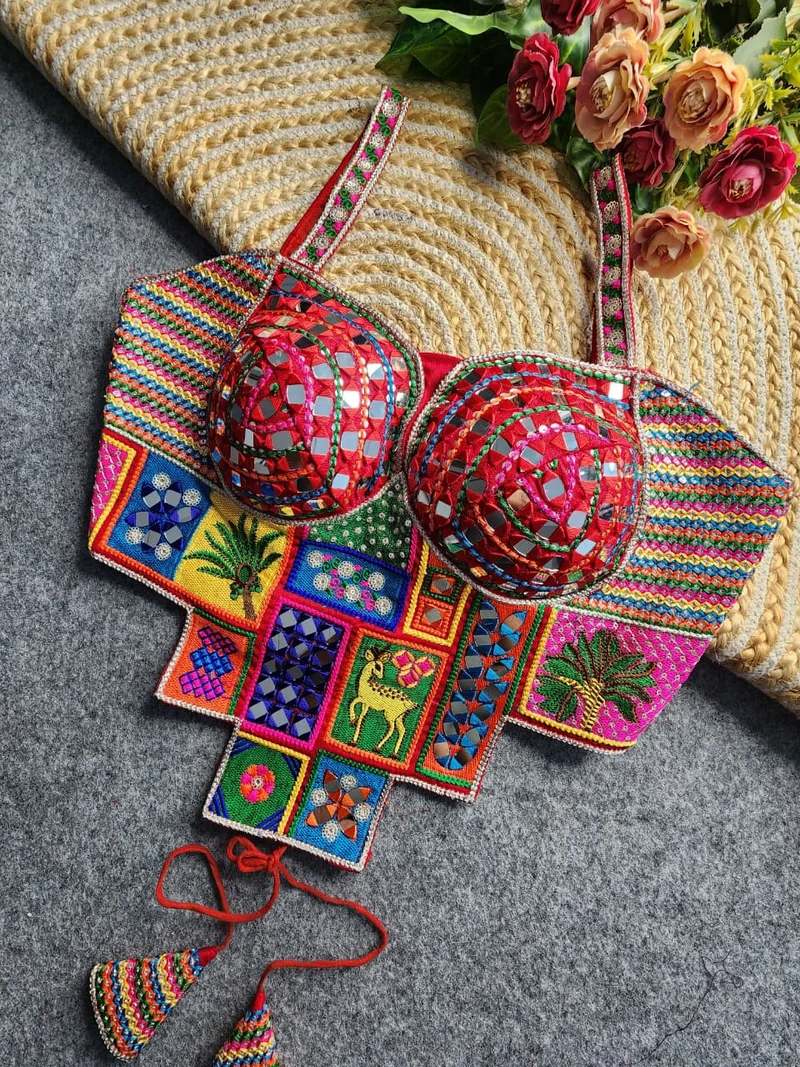 Heavy Embroidery, Sequin & Mirror Work Readymade Blouse