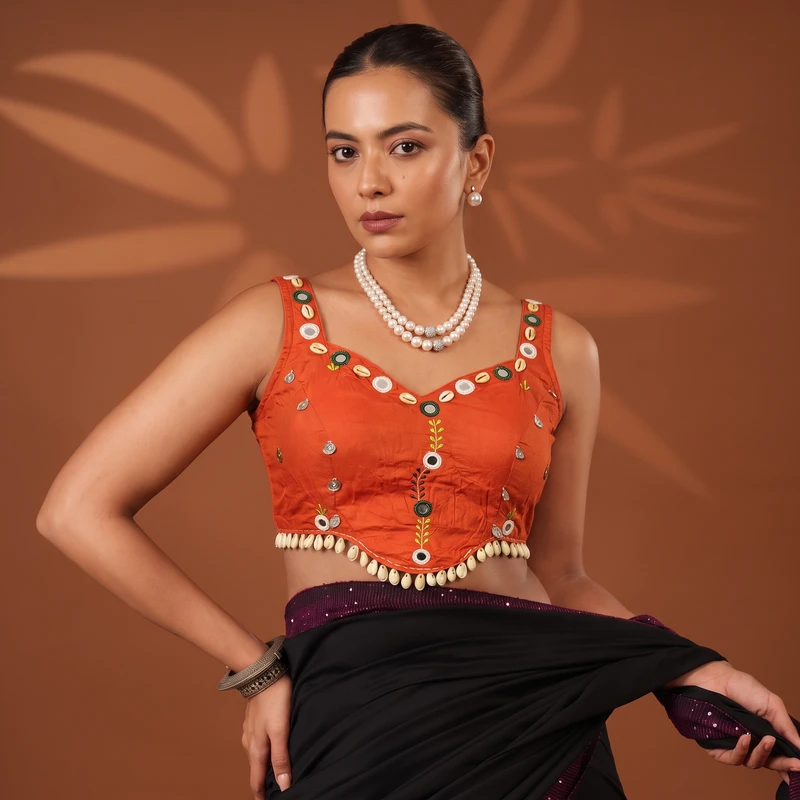 Kodi Work Blouse with Mirror & Thread Embroidery
