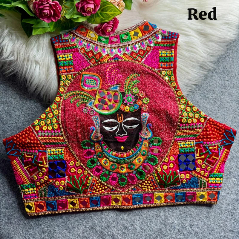 Peacock, Parrot & Shrinathji Motif Blouse