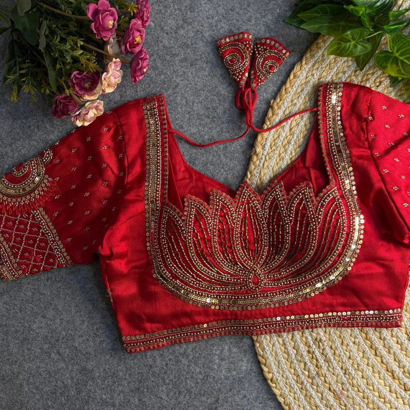 Italian Silk Blouse with Beads and Sequin Work