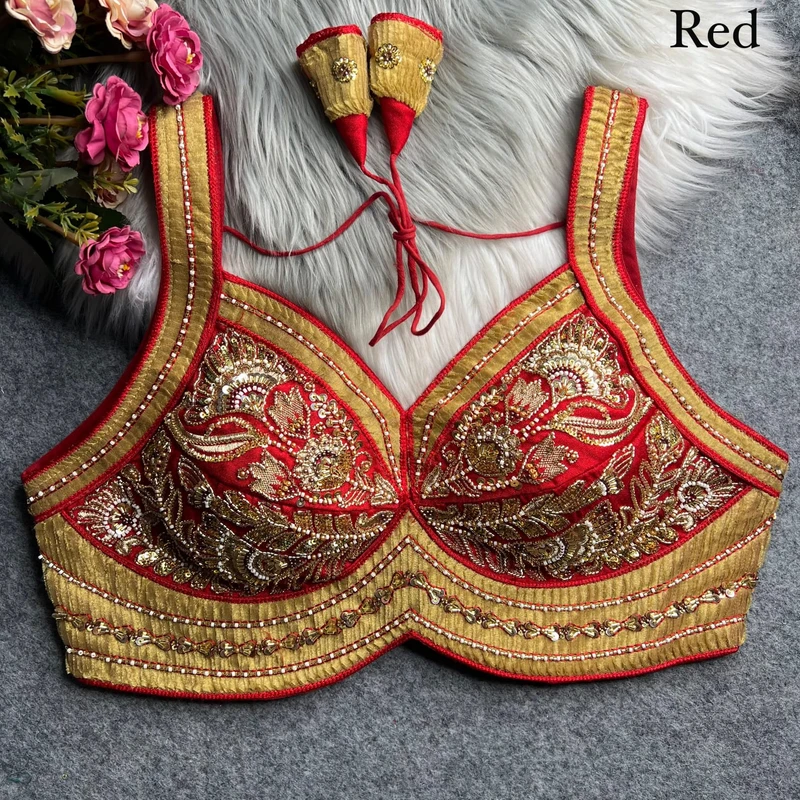 Karwa Chauth Special Ribbon and Beads Work Blouse